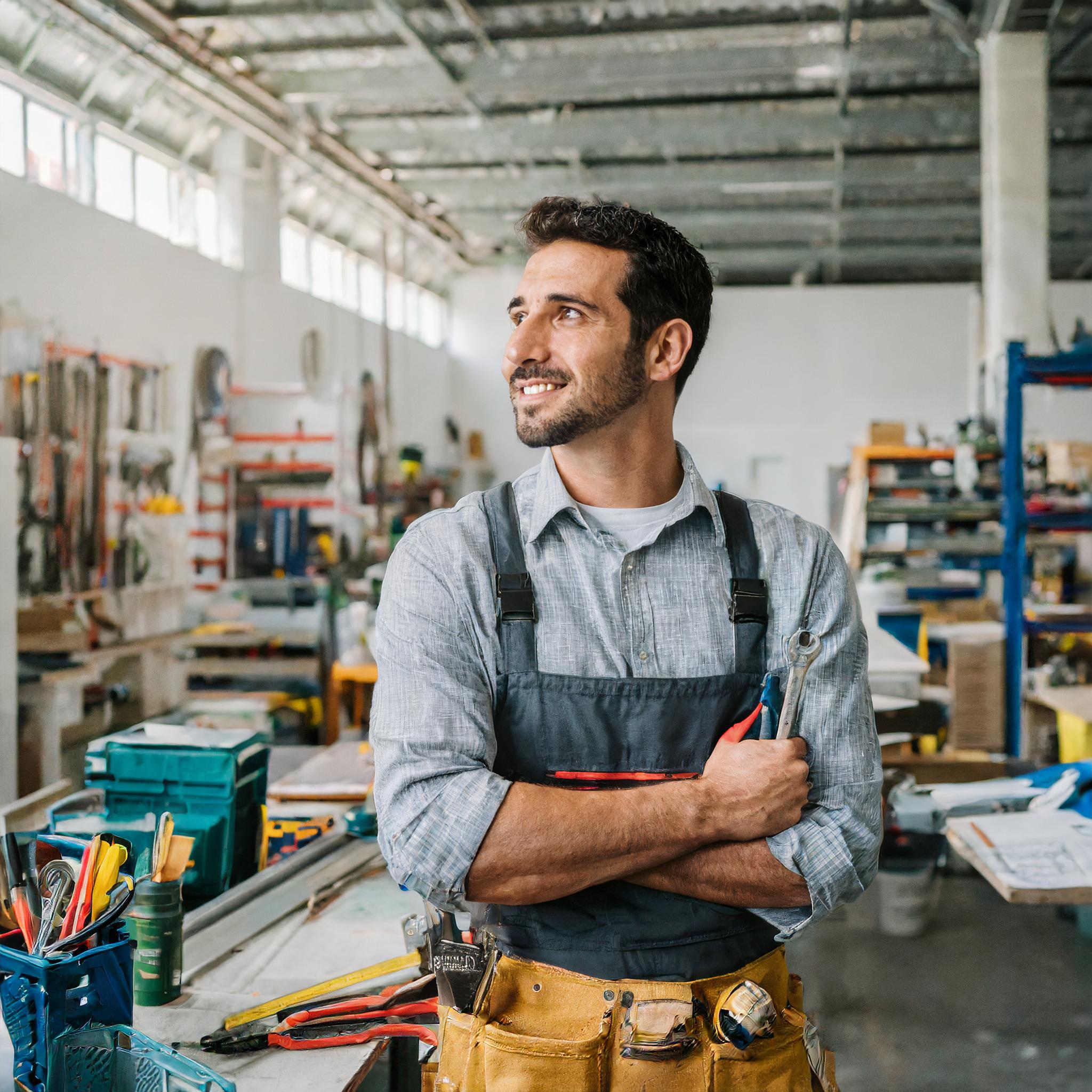 Mechaniker inspiziert ein Fahrzeug in einer Werkstatt